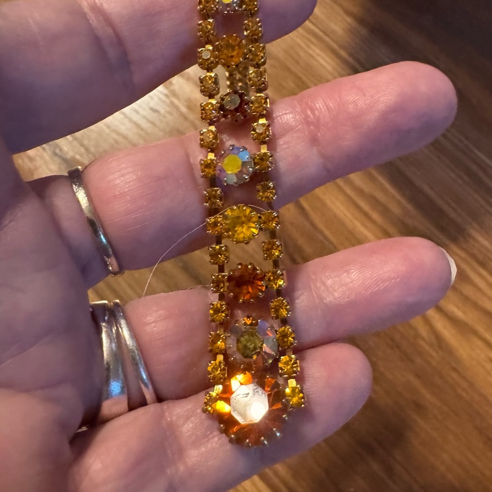 🚨 OOAK Vintage Swarovski 1990’s lariat Gold/Orange vintage choker Necklace - Picture 3 of 8